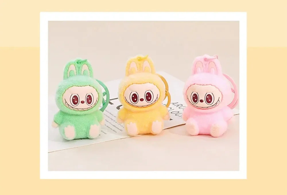Kawaii Labubu Doll Keychain Cute PVC Pendant Toy Phone Bag Charm Car Accessories