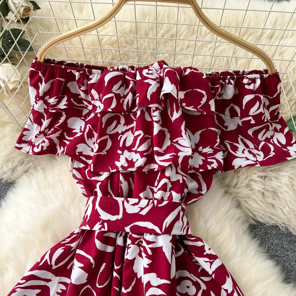 Romantic Floral Off Shoulder Maxi Dress For Women Boho Chic