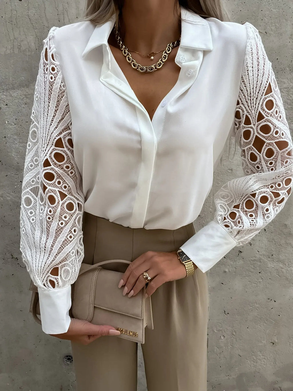 Women Elegant Solid Chiffon Blouse Casual Long Sleeve V Neck Loose Fit Office Tunic Oversized Spring Summer Top