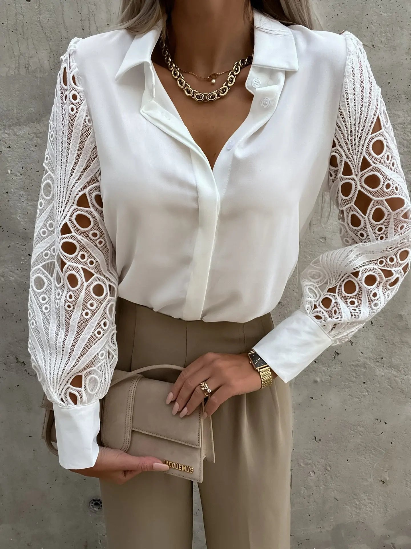 Women Elegant Solid Chiffon Blouse Casual Long Sleeve V Neck Loose Fit Office Tunic Oversized Spring Summer Top
