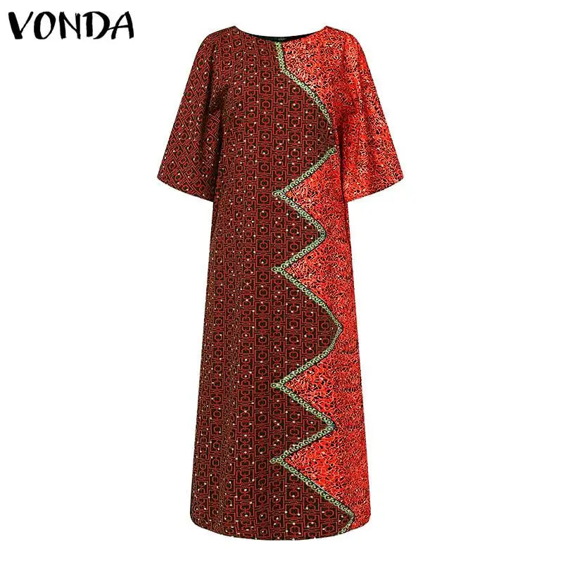 Bohemian Printed Maxi Dress With Bat Wing Sleeves For Party