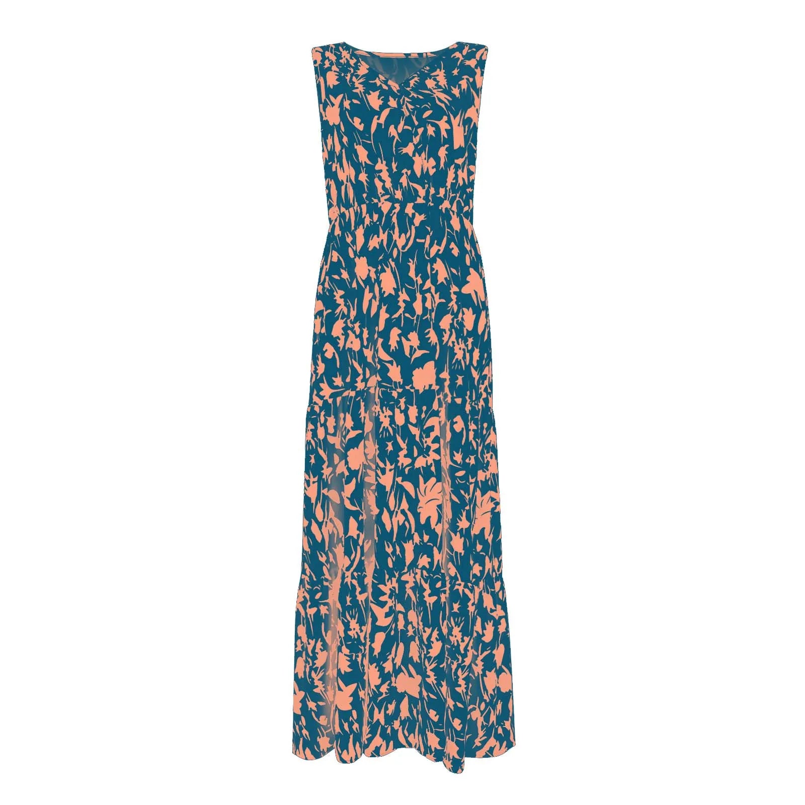 Floral Summer Dress With V Neck Suspender Flowing Fit