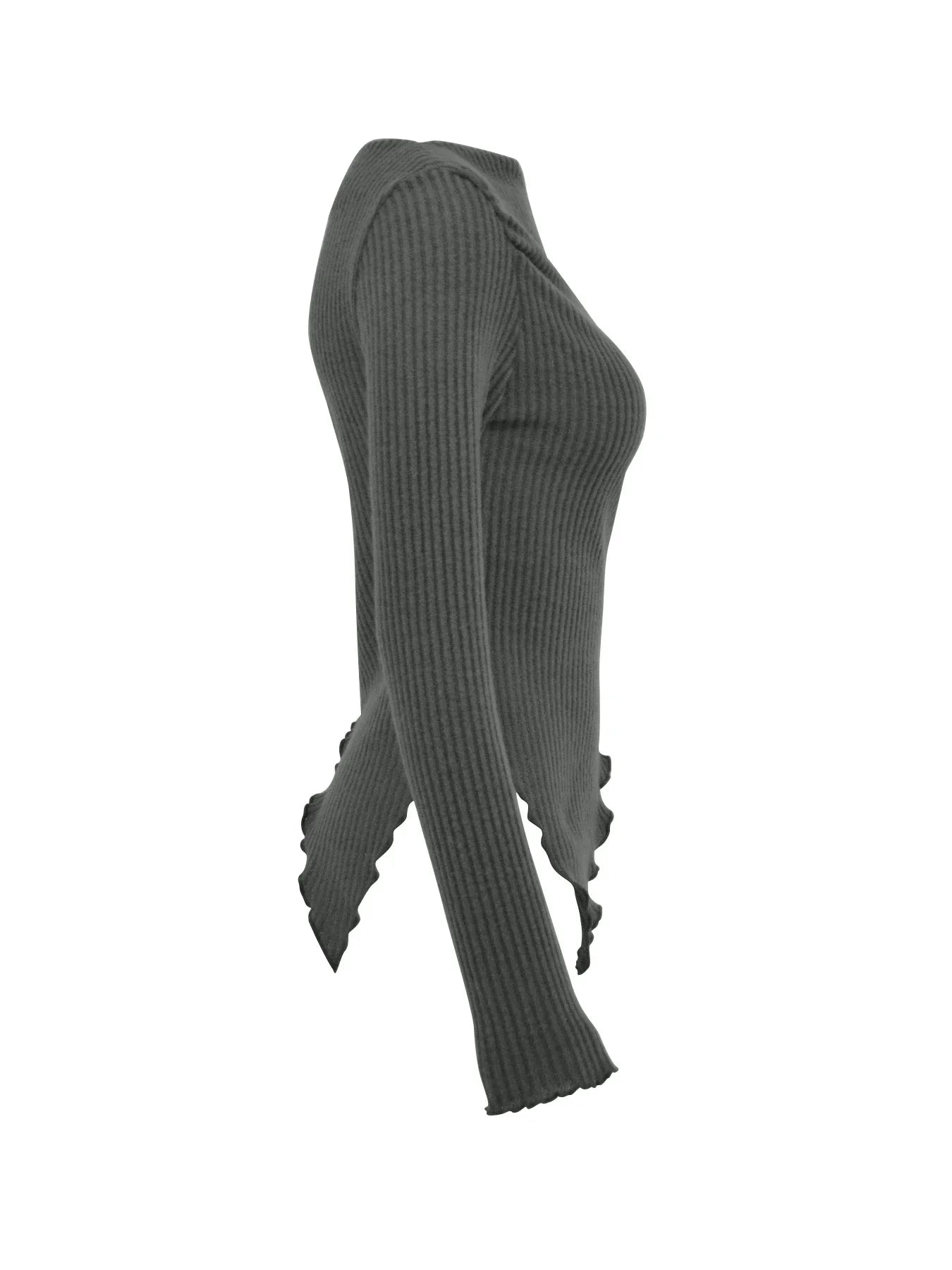 Slim Fit Off Shoulder Crop Top for Women - Asymmetrical Long Sleeve Solid T-Shirt in Trendy Streetwear Style