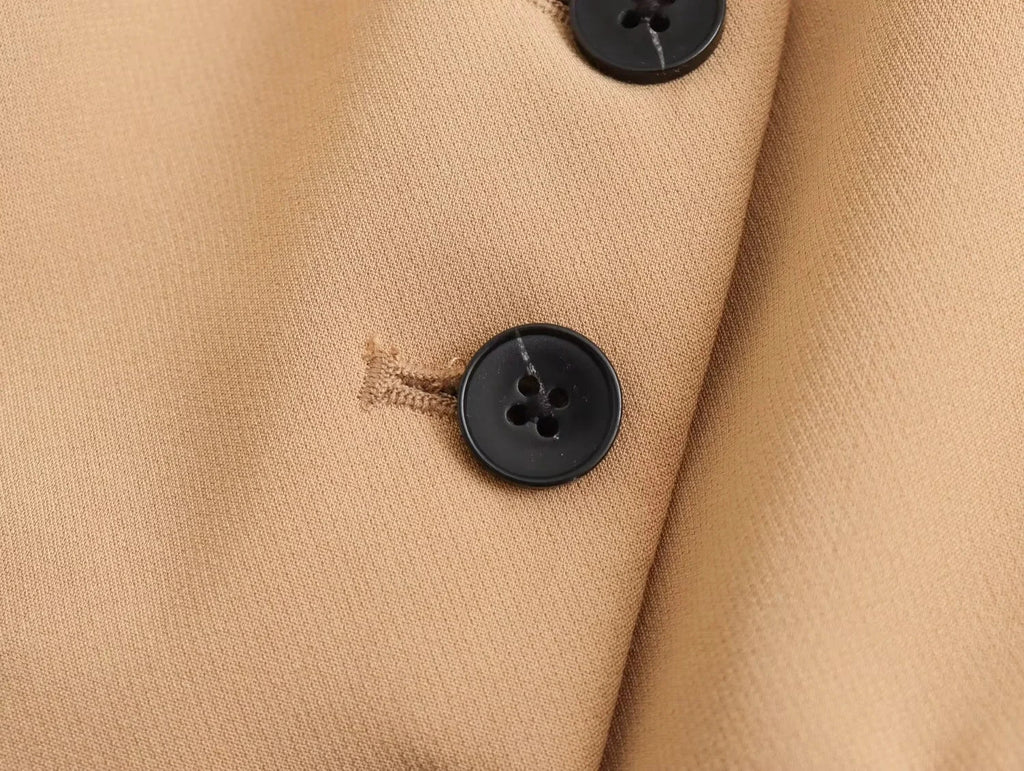 Casual Solid Color V Neck Sleeveless Single Breasted Vest With Elegant Mid Waist Wide Leg Pants Set