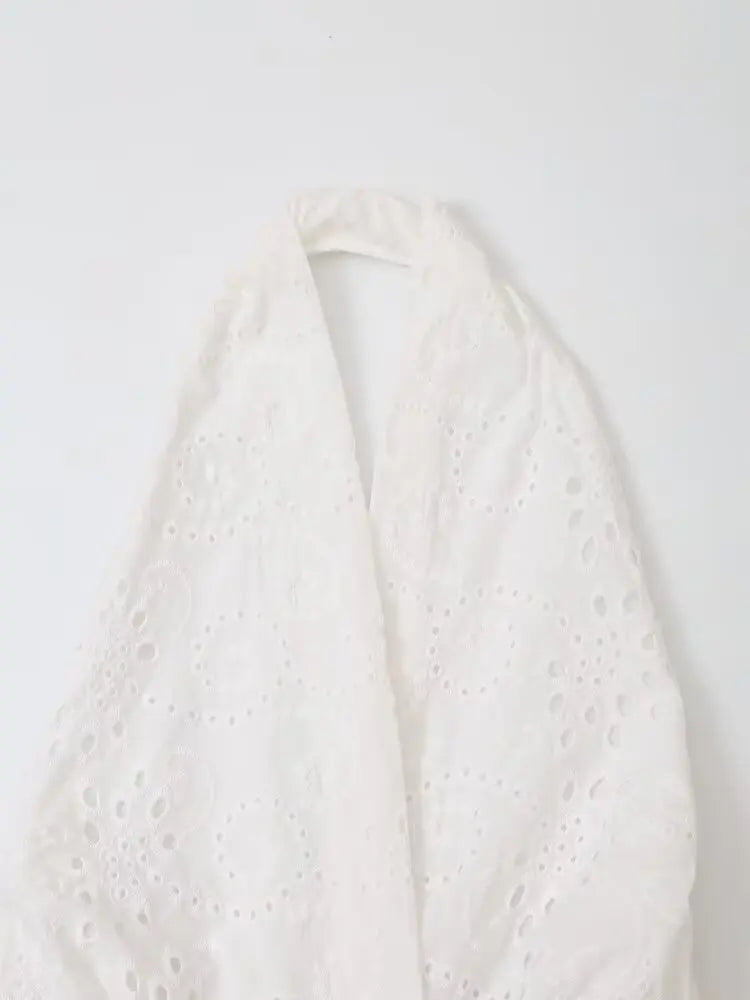 Hollow Knit Midi Dress Backless Halter Neck Lace Up