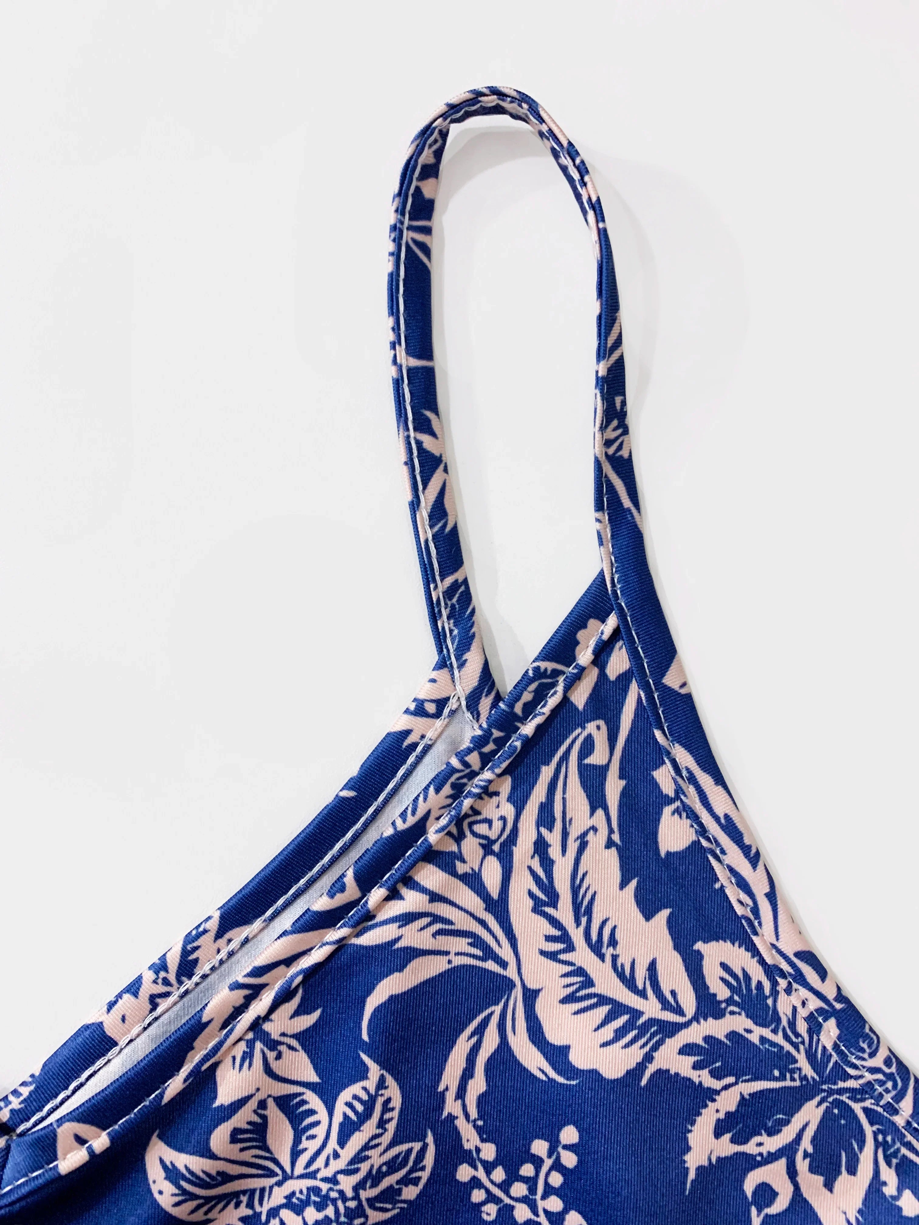 Plant Print Spaghetti Strap Summer Vacation Dress Chic