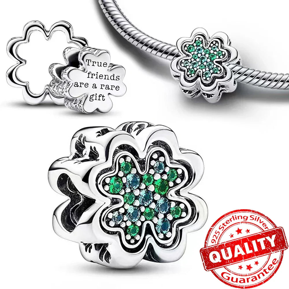 925 Sterling Silver Green Monstera Leaves Frog Dangle Charm for Necklace and Bracelet