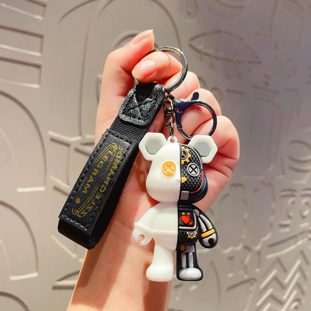 Cute Cartoon Mechanical Bear Keychain Pendant for Bags and Accessories