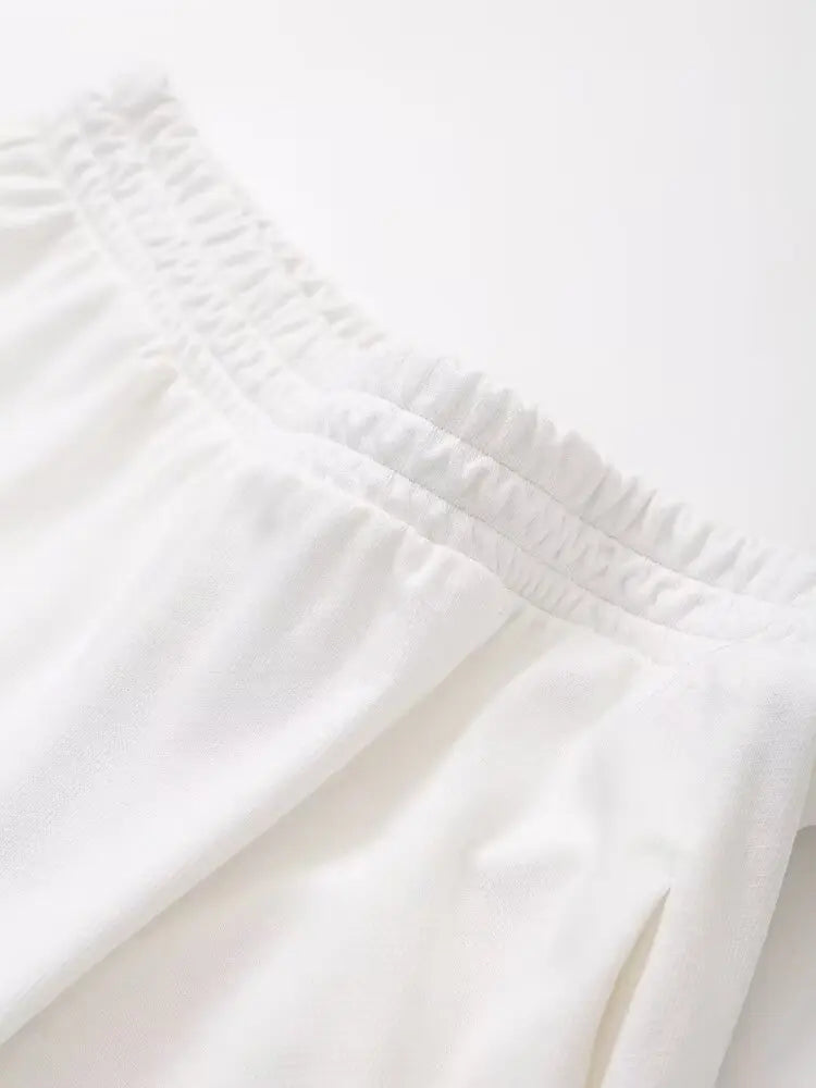 Women's Solid Casual T Shirt and Pant Set with Short Sleeves and Lace-Up Side Pockets