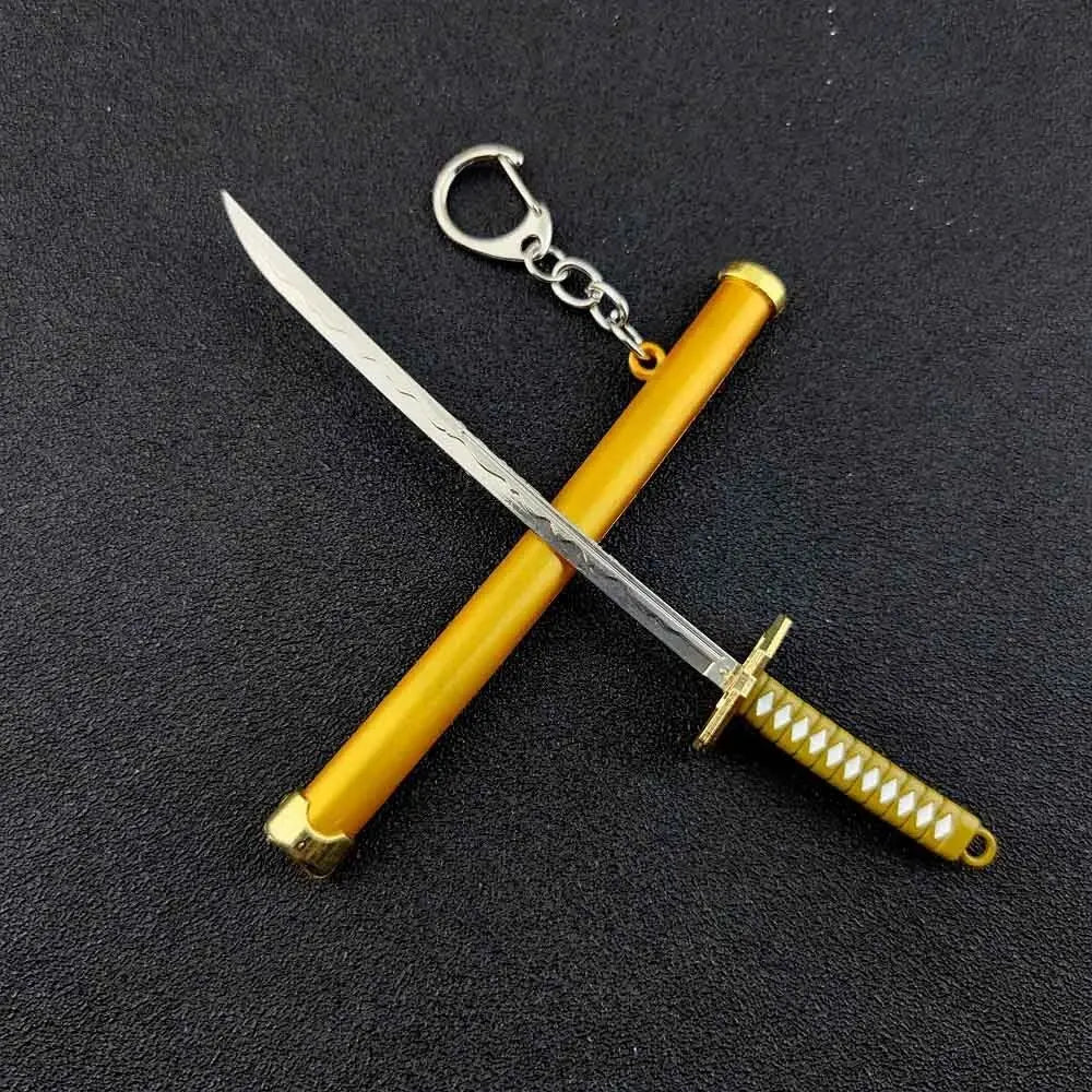 Mini Roronoa Zoro Samurai Sword Keychain Anime Katana Scabbard Ring for Men and Women Cosplay Jewelry Gift