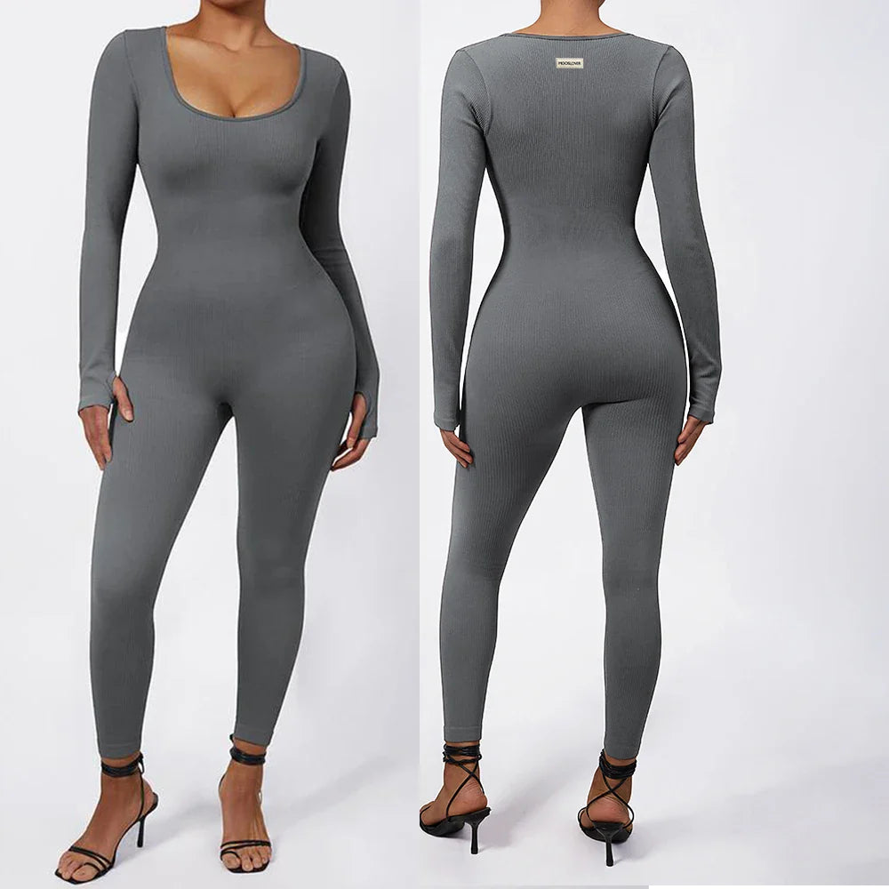 Bodycon Slim Fit Zipper Jumpsuit for Women Casual Brown Fitness Romper Streetwear Playsuit Overall