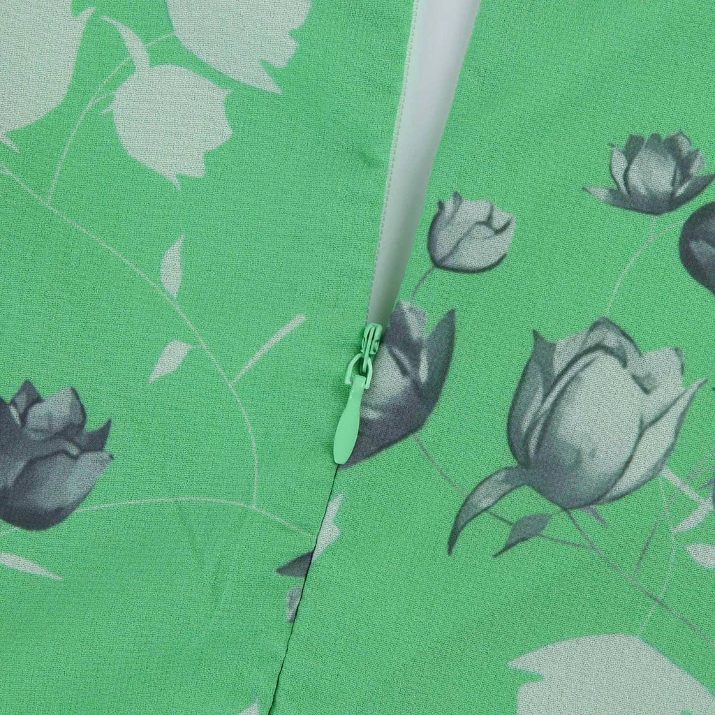 V Neck Floral Chiffon Maxi Dress With Ruffle Short Sleeves