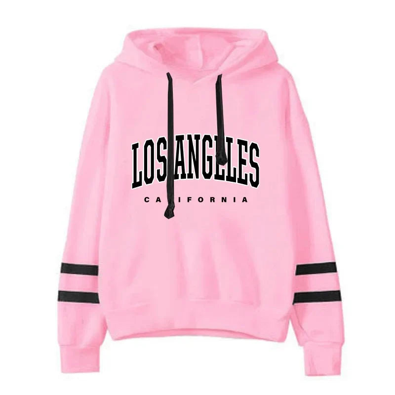 Casual Women's Hoodie Sweatshirt for Outdoor Activities Stylish Tracksuit with Stripe Printing