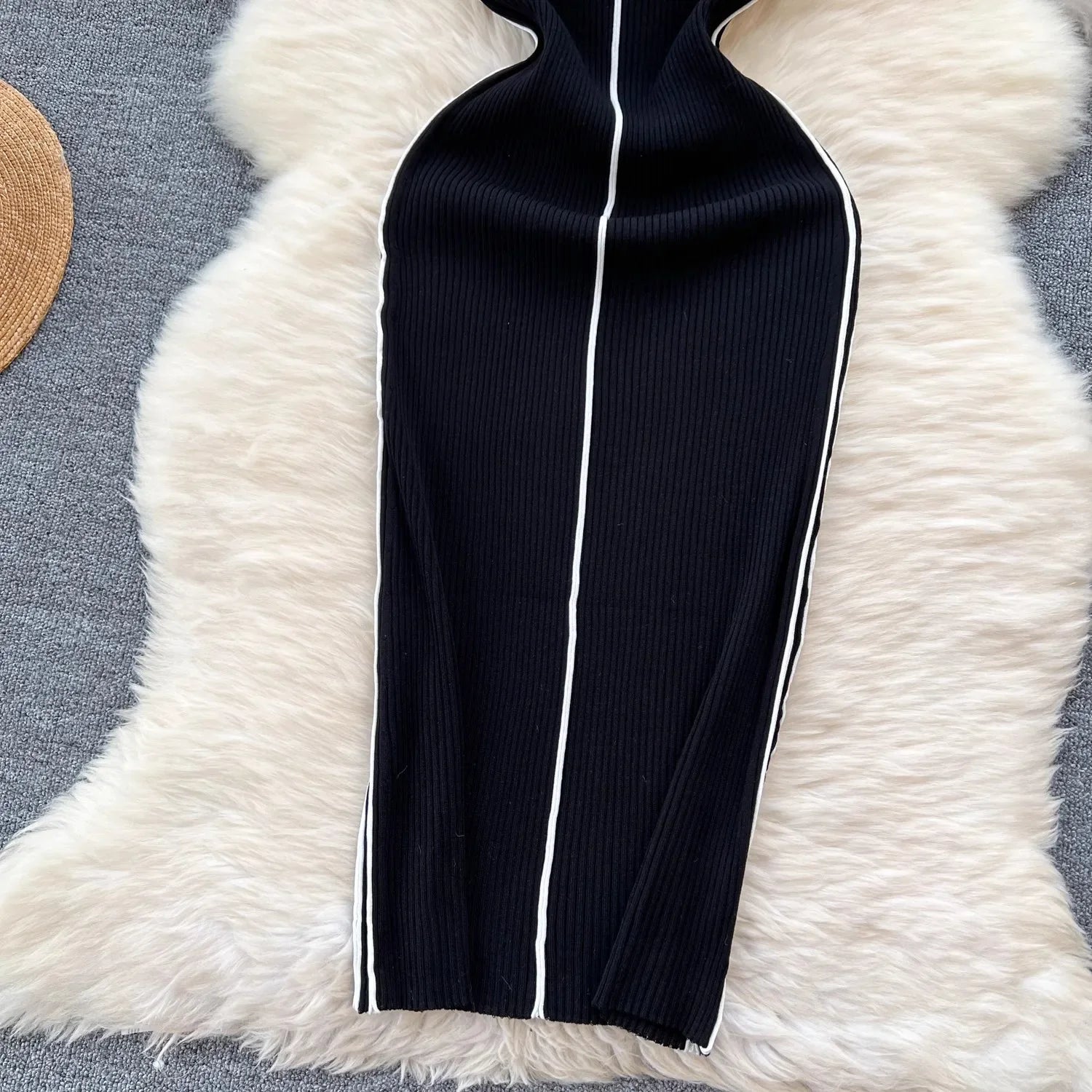 Colorblock Knitted Sleeveless Wrap Dress For Women Slim Tank