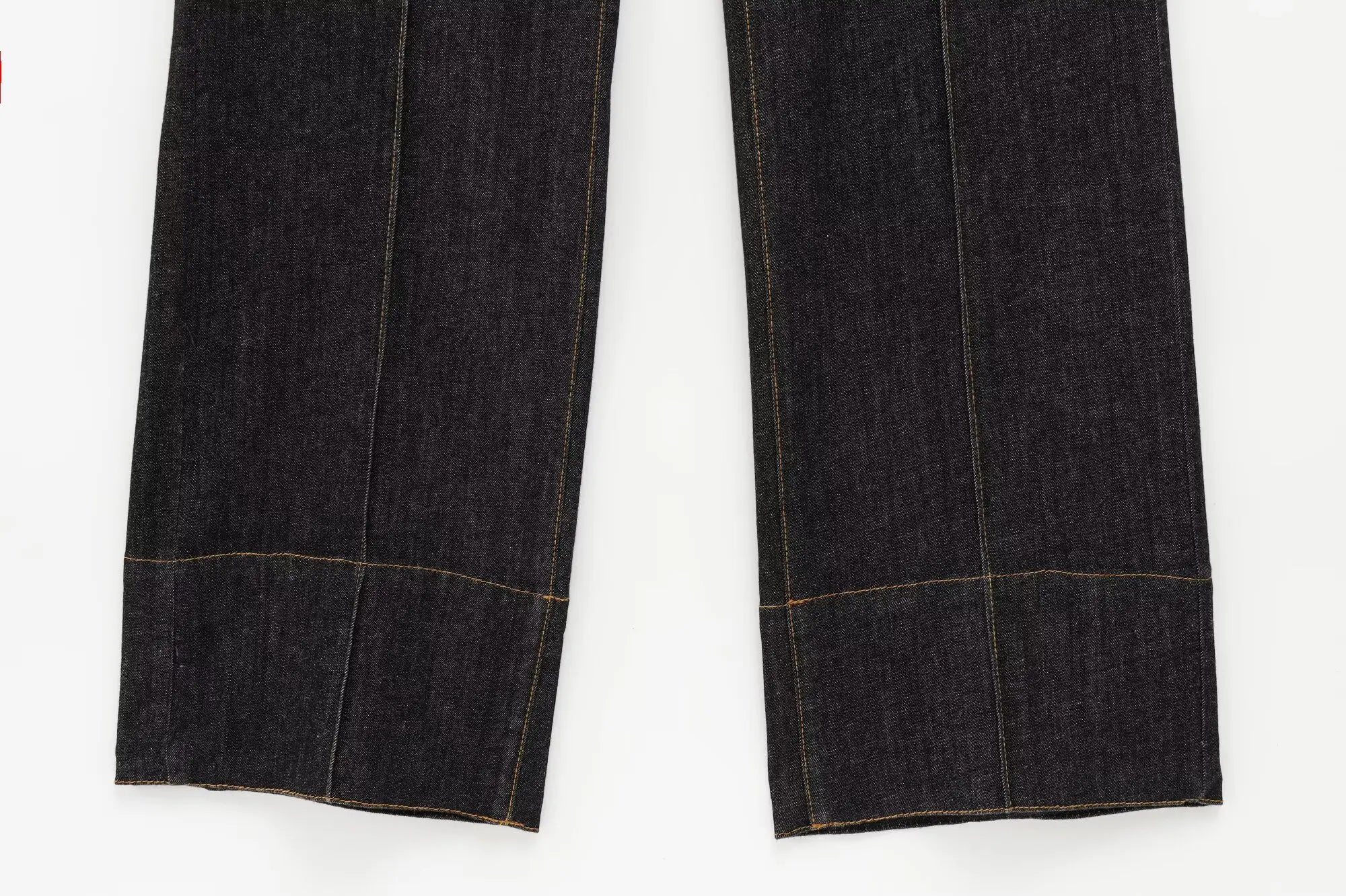 Women Black Denim Pants Set with Fitted Shirt and Patch Pockets Straight Leg Jeans Suit