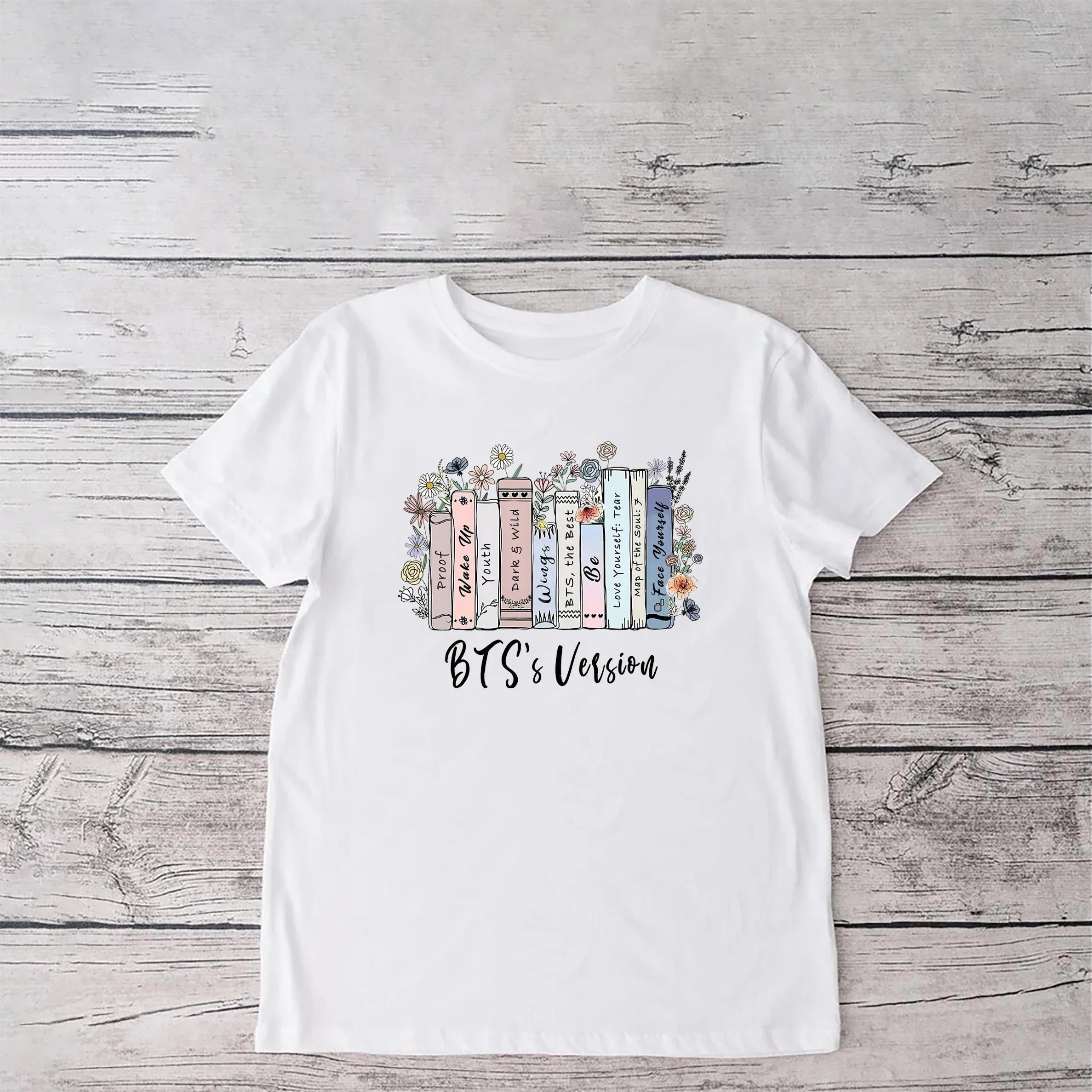 Vintage K-Pop Group Albums Shirt Women's Casual Loose Fitting Short Sleeve T-Shirt