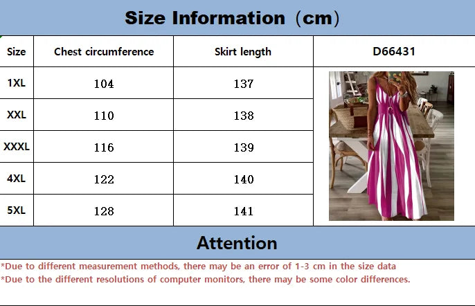 Plus Size Printed V Neck Maxi Dress For Spring Summer
