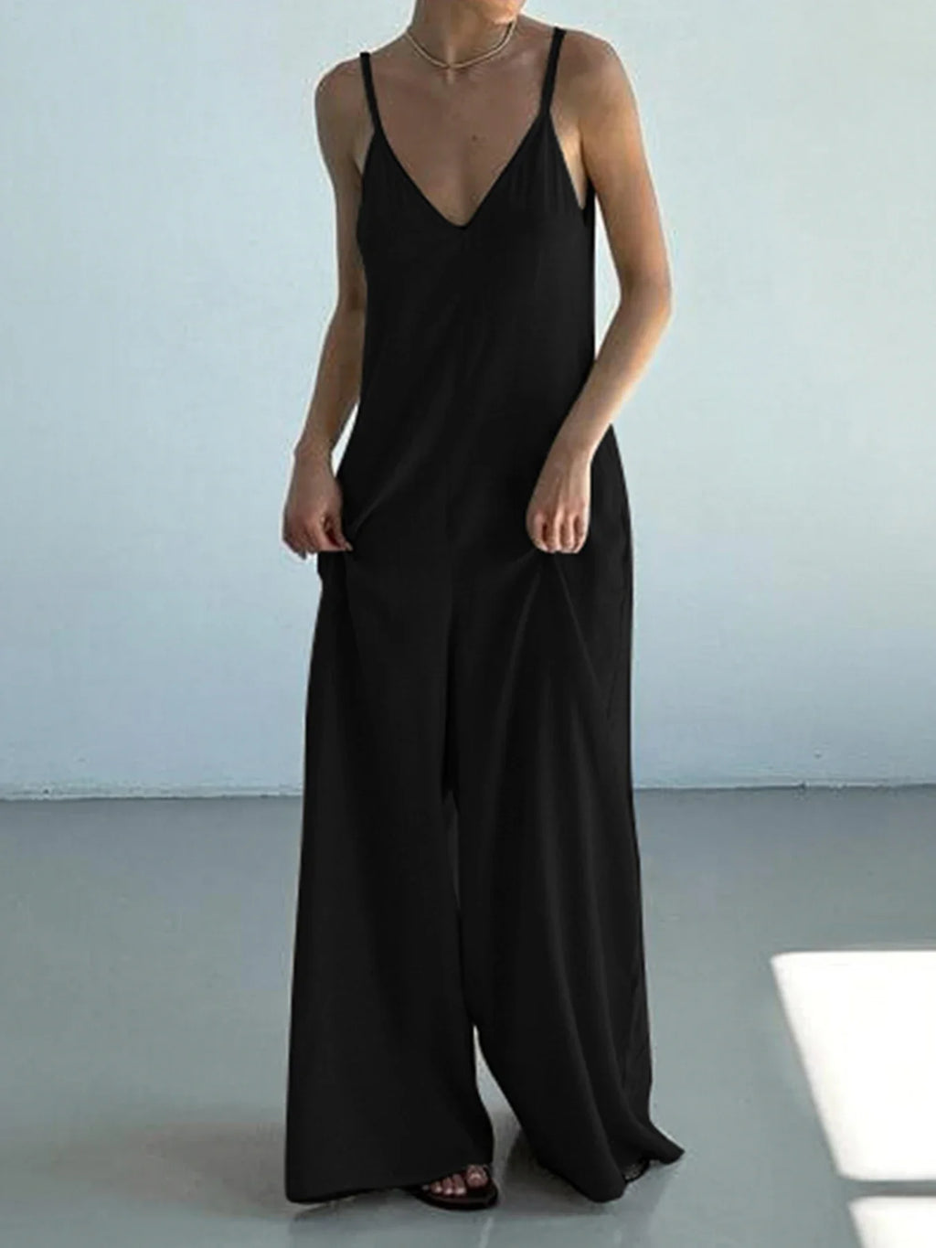Casual Sleeveless V Neck Cotton Linen Jumpsuit Wide Leg Playsuit Elegant Vacation Outfit
