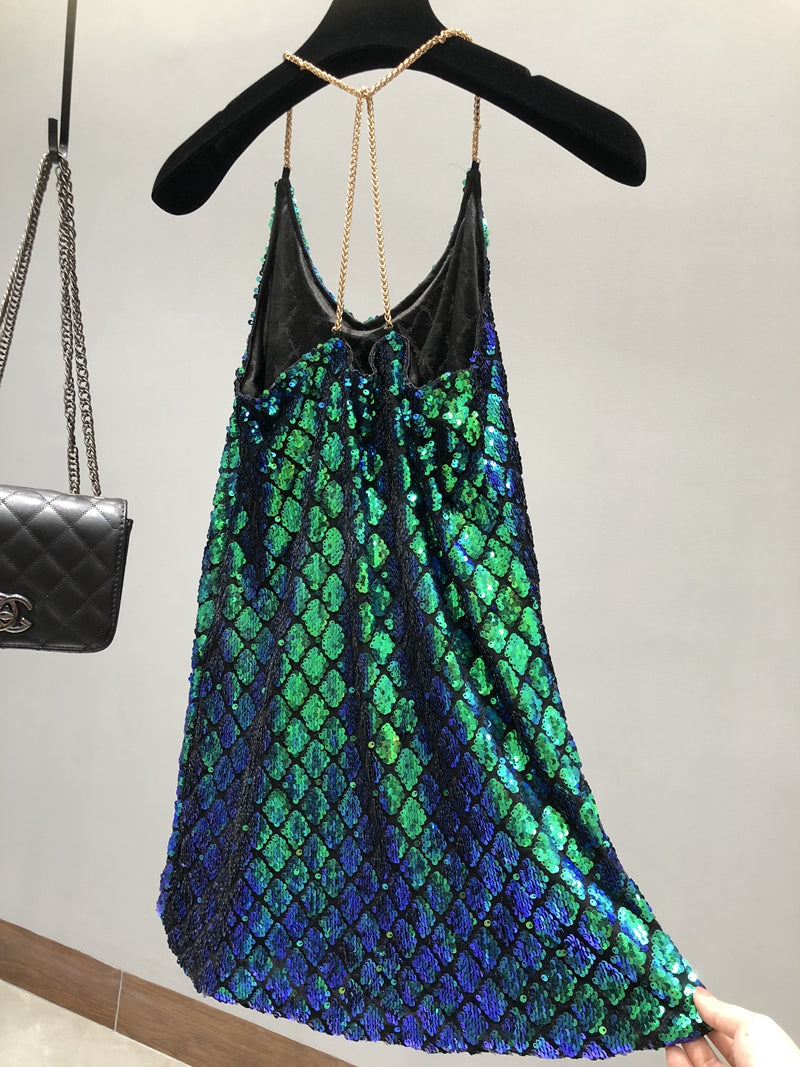 Sequins Backless Party Dress With Delicate Shoulder Straps