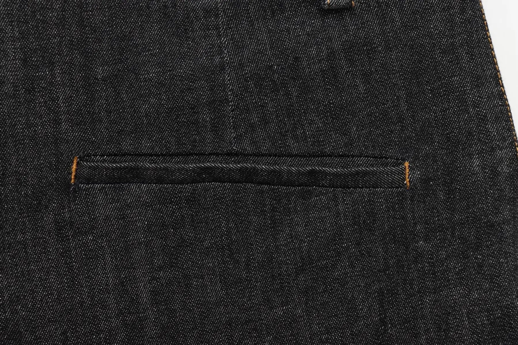 Women Black Denim Pants Set with Fitted Shirt and Patch Pockets Straight Leg Jeans Suit