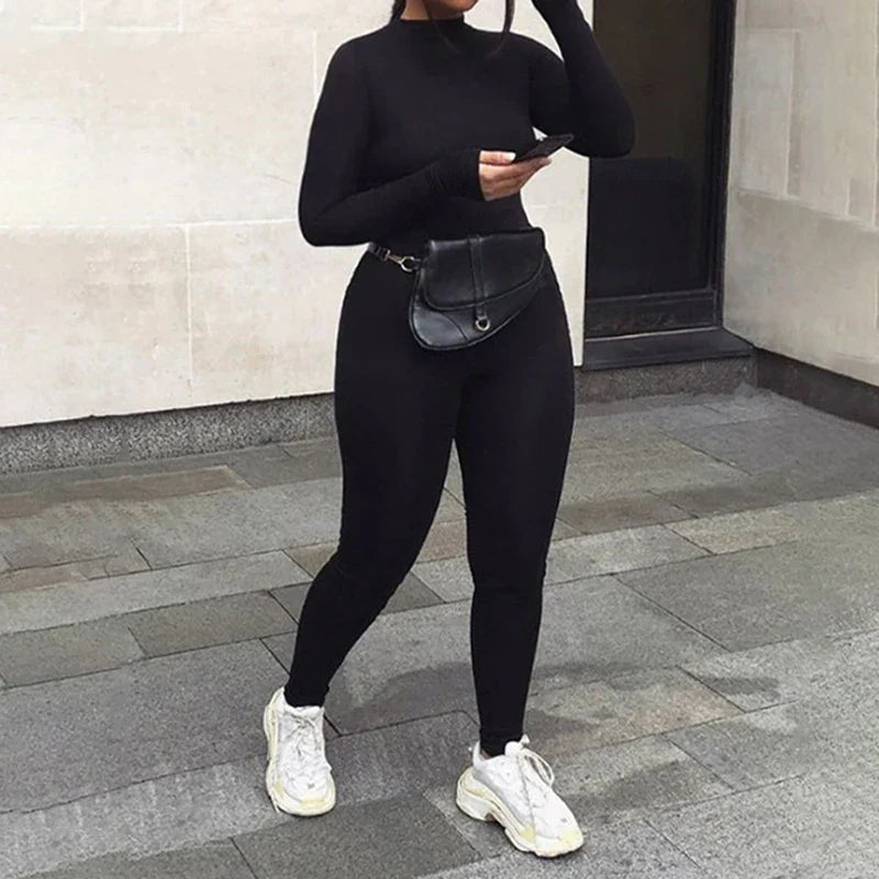 Womens Long Sleeve Bodycon Jumpsuit Streetwear Romper