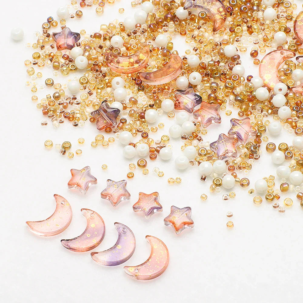 Mixed Star and Moon Crystal Glass Beads for DIY Jewelry Making Craft Bracelets Necklaces and Earrings