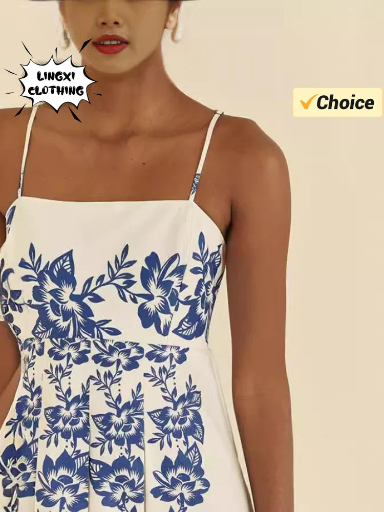 Elegant Women's Printed Maxi Dress for Summer Vacation