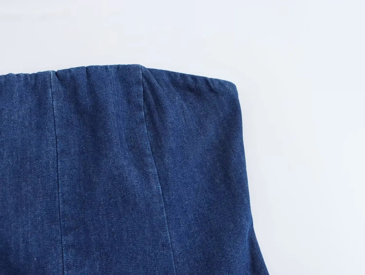 Denim Midi Dress With Pleats Backless Style High Waist