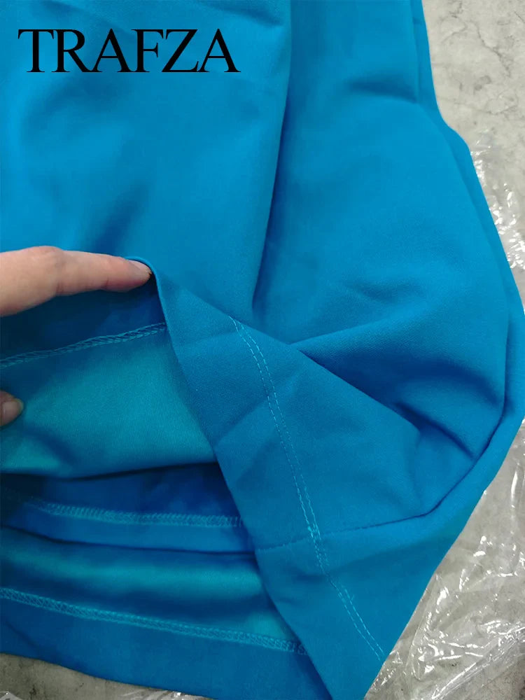 Blue Backless Off Shoulder Long Dress For Women Evening