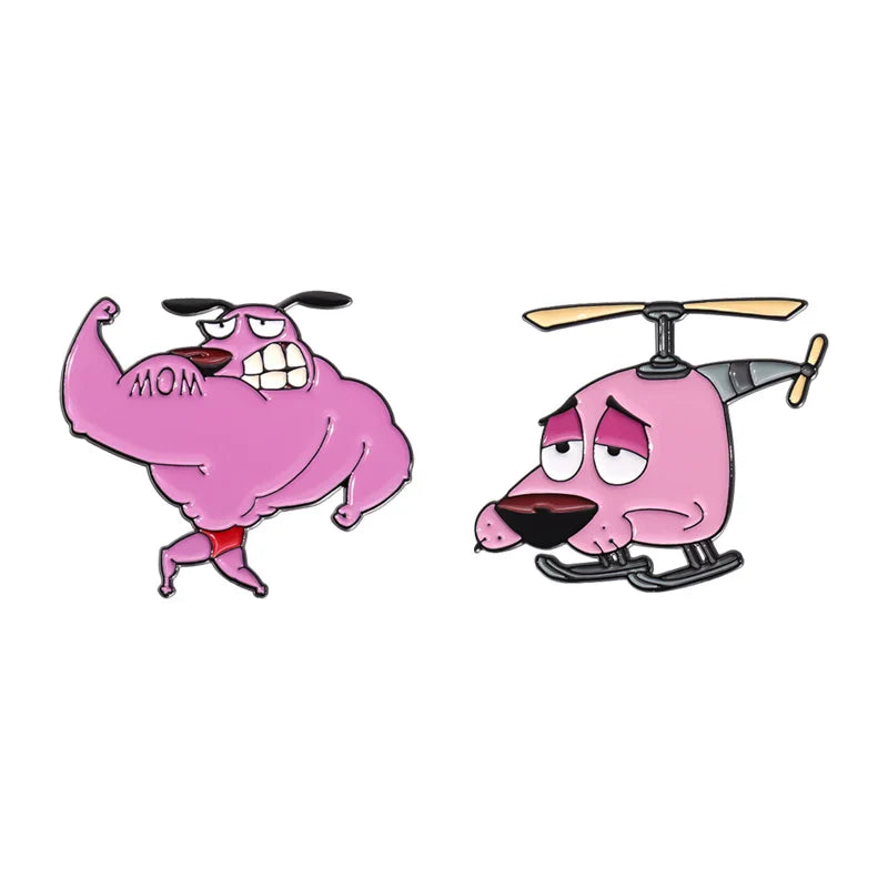 Cute Cartoon Pink Dog Enamel Pins Brooches Fashion Jewelry Accessories Gift for Kids and Friends