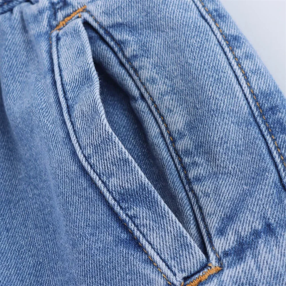 Women's Versatile Denim Long Sleeve Shirt and Pants Set for Casual Spring and Summer Wear