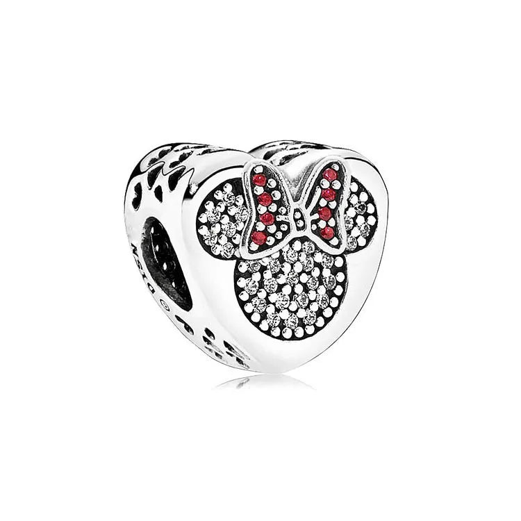 Disney 925 Sterling Silver DIY Charm Compatible With 3mm Bracelets Featuring Mickey Mouse Ferris Wheel And Suitcase Designs