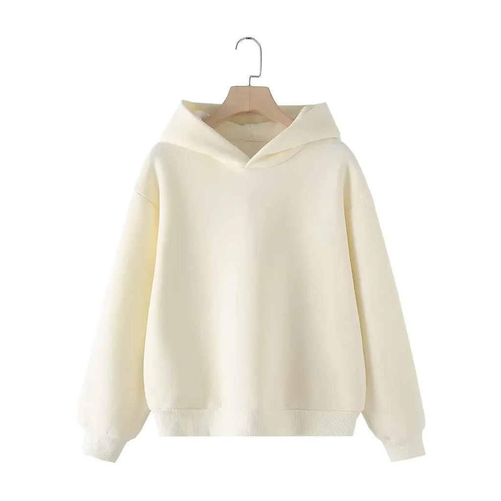 Solid Hoodie Top and Wide Leg Long Pant Set for Women with Elastic Waist and Chic Lace-Up Design