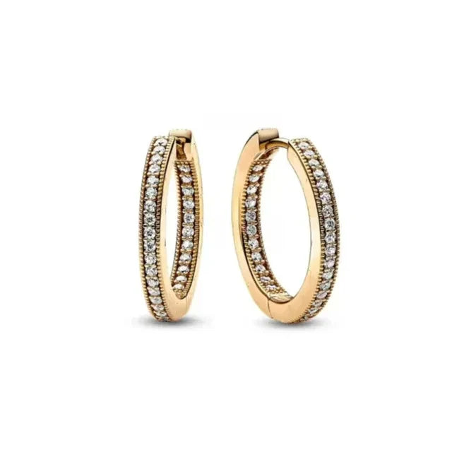 925 Silver Hoop Infinite Love Earrings with Blue Flower and White Stone Heart Pendant for Women Jewelry