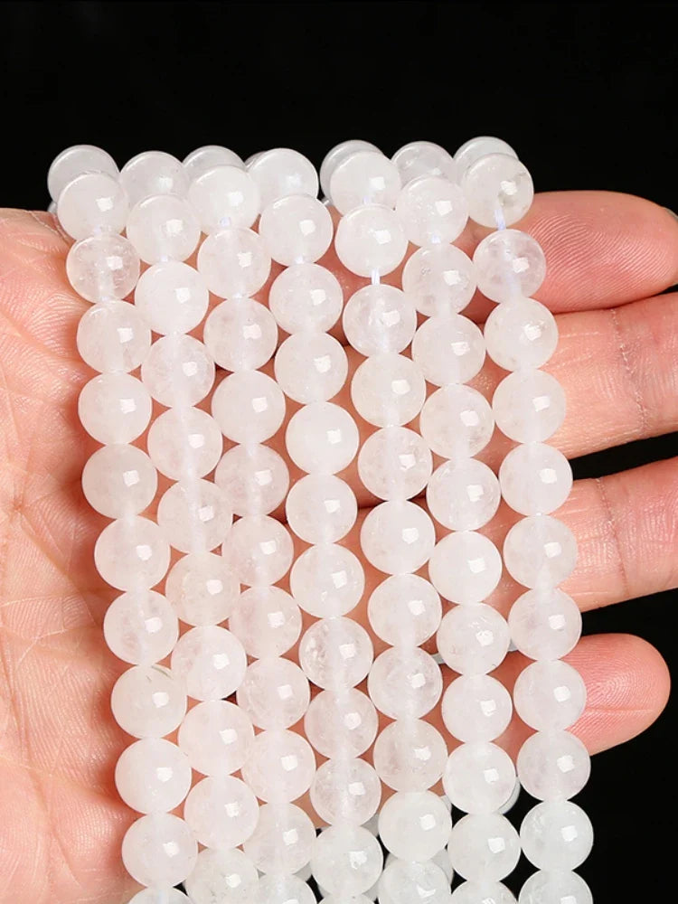 Natural White Jade Round Loose Spacer Beads for Jewelry Making DIY Necklace and Bracelet Accessories
