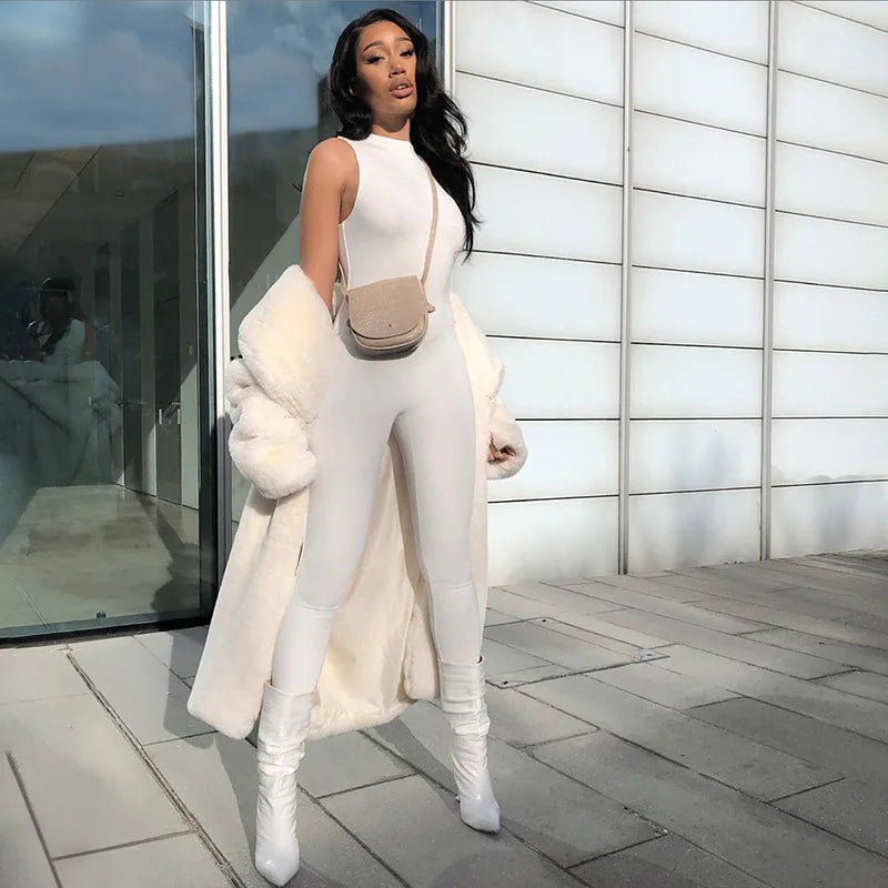 Slim Sleeveless Pencil Jumpsuit for Women Casual Fitness All Season Sporty Playsuit Activewear One Piece Clothing