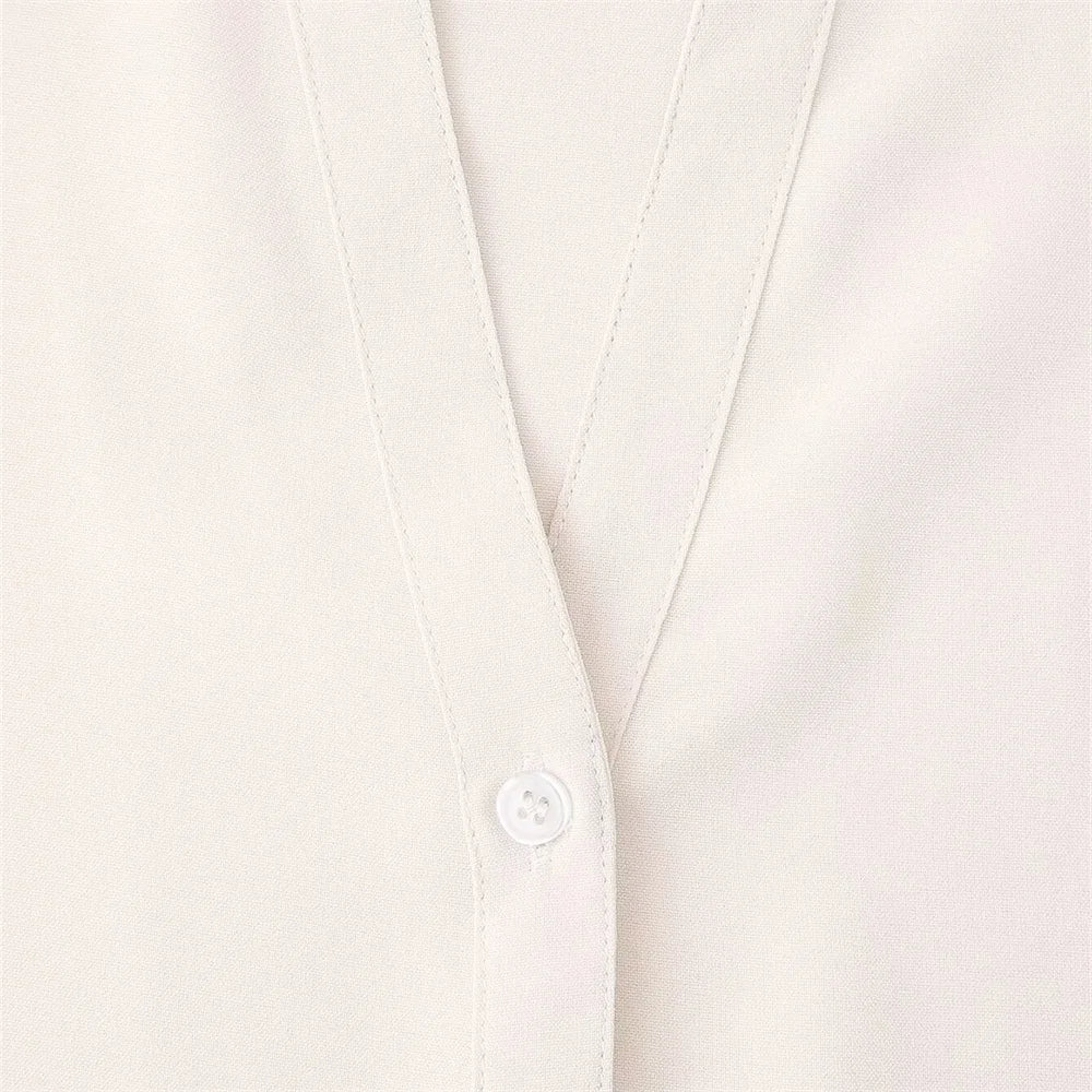 Loose Fit White Embroidered Cover Up Shirt Top for Women with Stylish Contrast Detailing and Versatile Casual Design