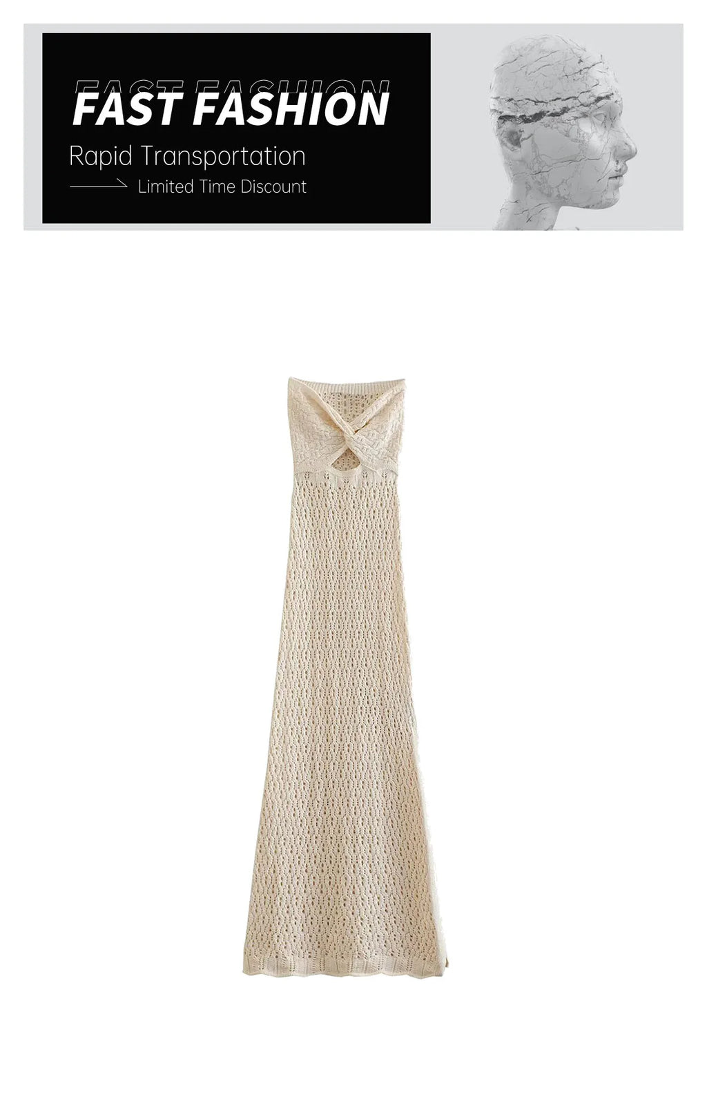 Elegant Women's Open Jacquard Mesh Knitted Summer Dress