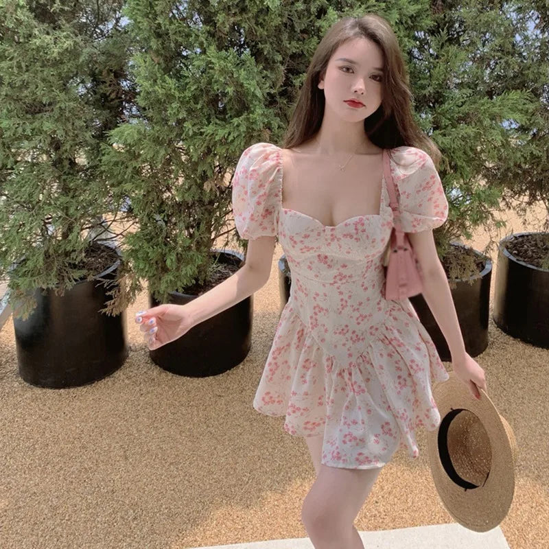 Floral Summer Dress For Women High Waist Off Shoulder