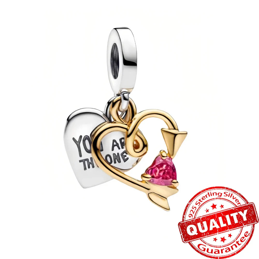 925 Sterling Silver Love Heart Envelope Rose Pendant with Crystal Ball for DIY Bracelet and Necklace Jewelry Gifts