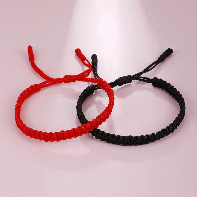 Handmade Red and Black Braid String Bracelets Buddhist Tibetan Amulet for Good Luck Jewelry Gifts for Women and Girls