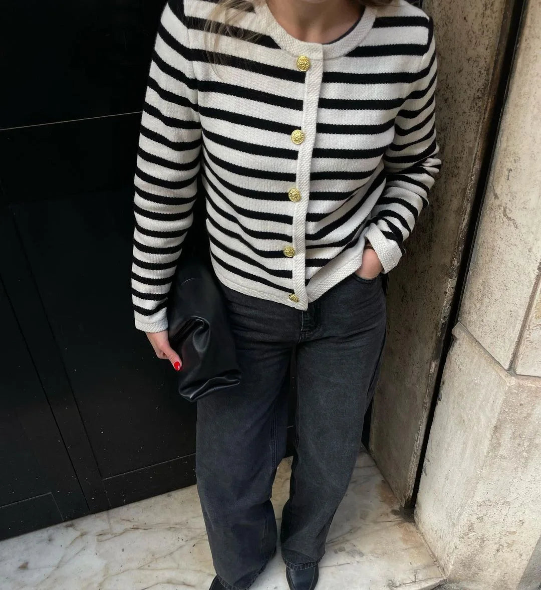 Autumn Striped Single Breasted Knit Cardigan and Shorts Two Piece Set for Women Elegant Sweater Top and Matching Bottoms Stylish Streetwear Outfit