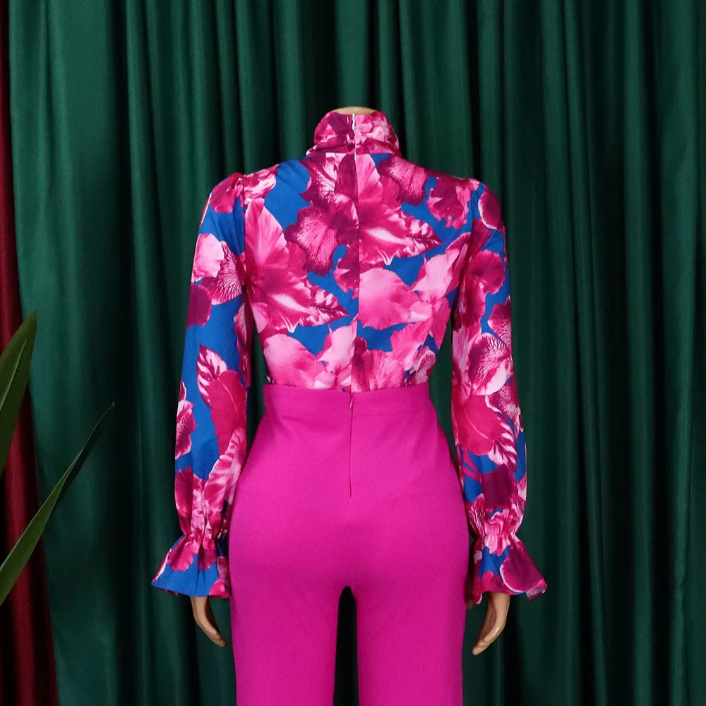 Elegant Full Sleeve Bow Collar Printed Blouse for Women Stylish Business Workwear Shirt Tops