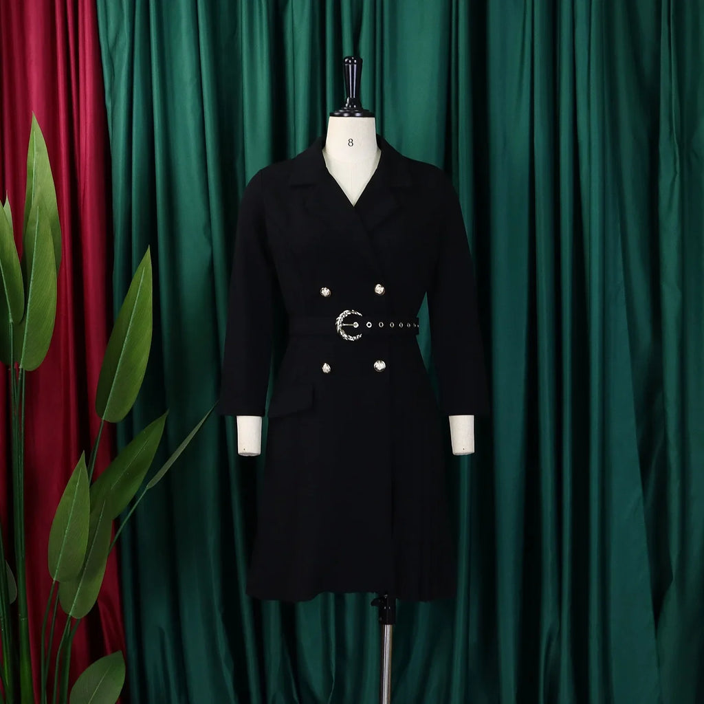 Elegant Blazer Dress For Women Notched Collar Full Sleeve