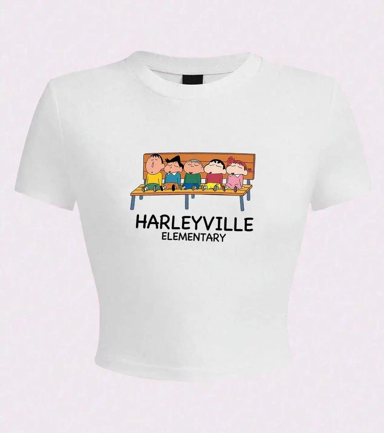 Crayon Shin Chan Summer Crop Top Tight Fitting O-Neck T-Shirt for Casual Wear