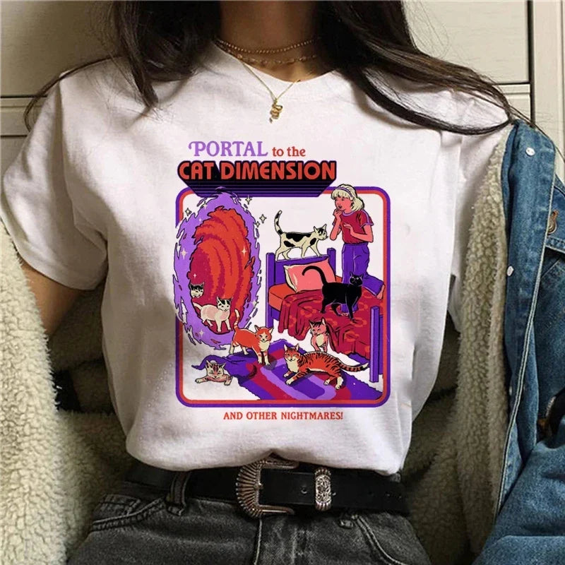 Harajuku Demon Graphic T Shirt Women Scary Devil Print Funny Satanism Tee