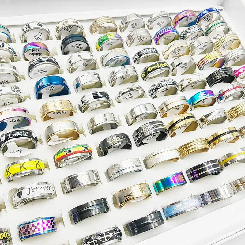 20 Pieces Mixed Style Stainless Steel Finger Rings for Women and Men Fashion Party Jewelry