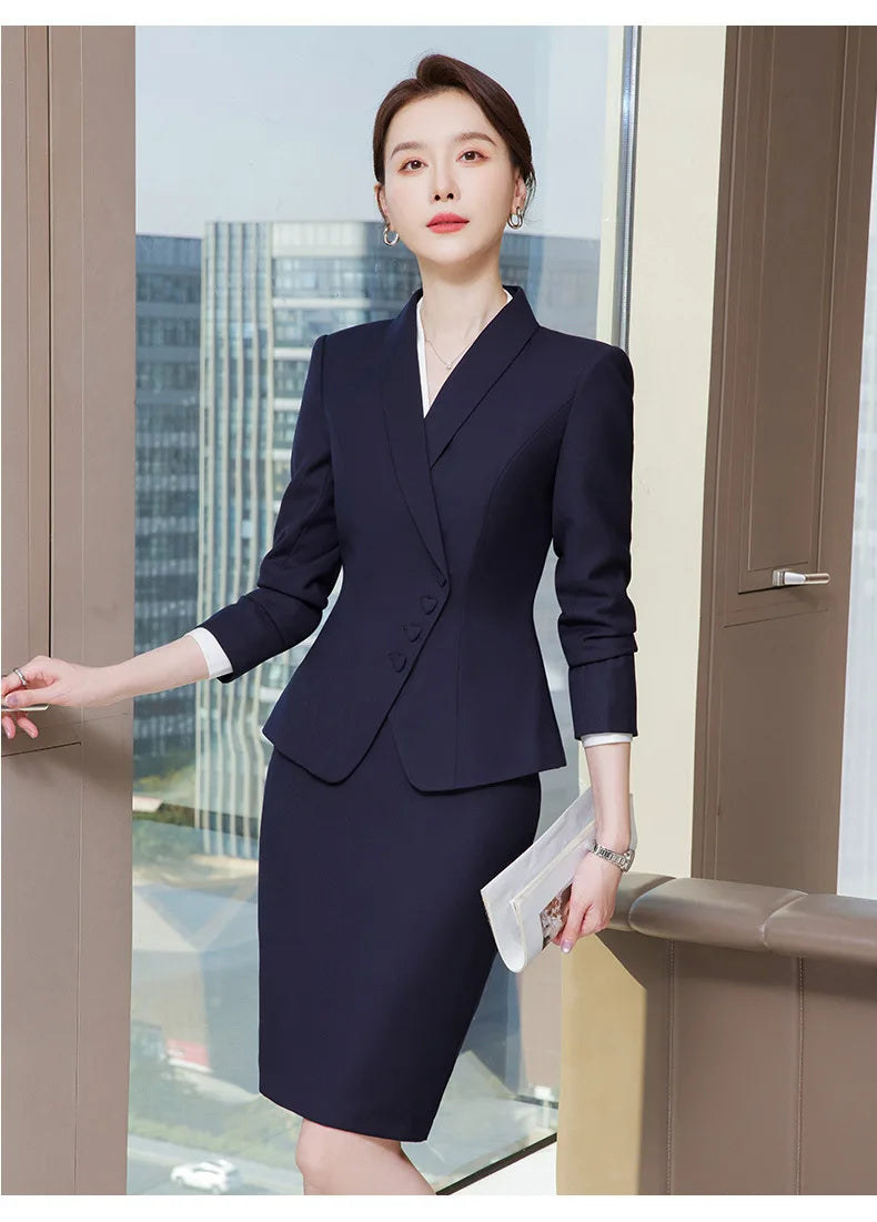 Ladies Formal Pant Suit Set with Blazer and Trousers for Professional Business Attire, Stylish Autumn Winter Women's Work Wear Outfit