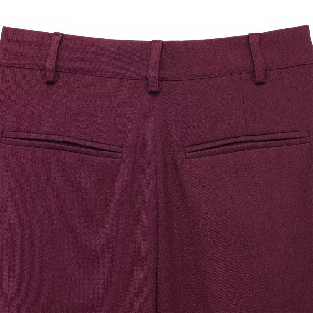 Women's Double Breasted Suit Jacket High Waist Pants Set