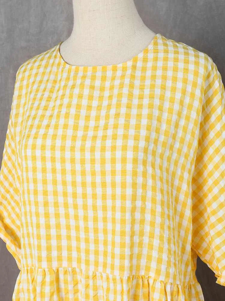 Bohemian Maxi Dress for Women Plaid Print Loose A Line